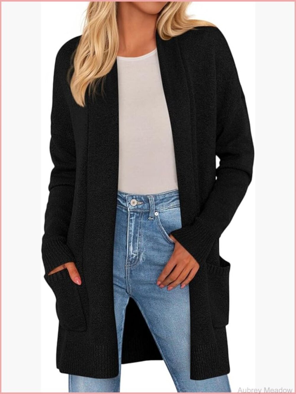 Long Cozy Knit Open Front Cardigan with Pockets